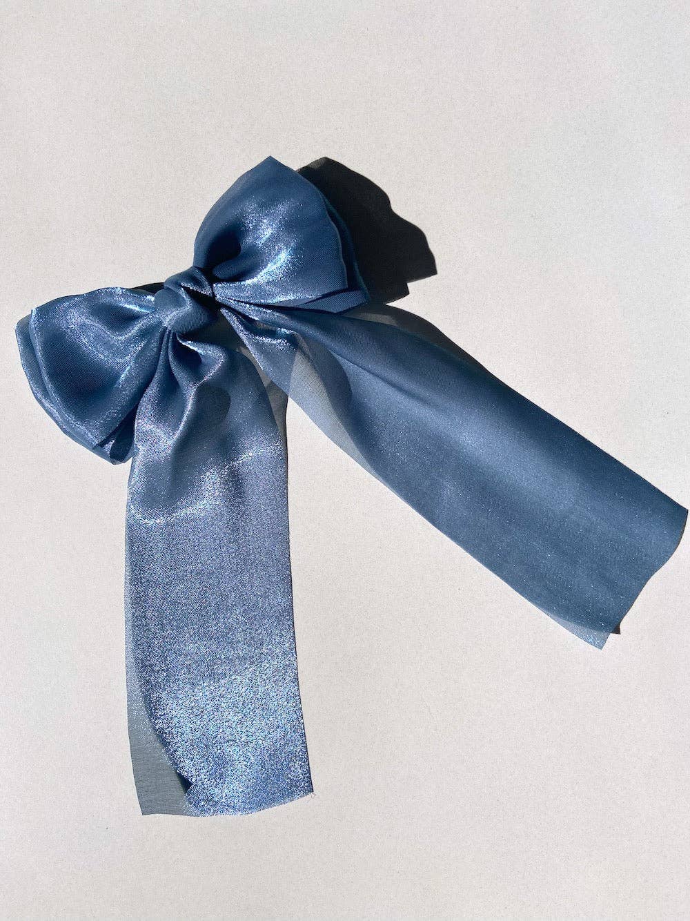 Organza Hair Bow Barrette: Blue