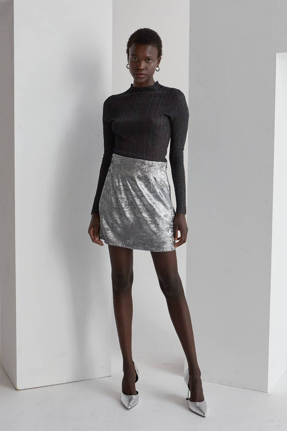 Adelia Metallic Mini Skirt