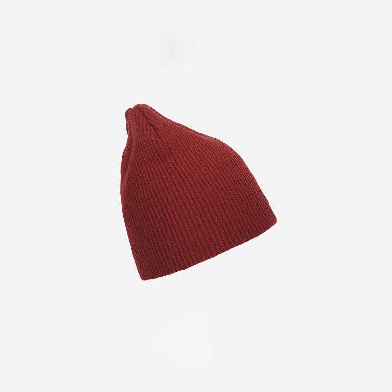 Slouchy Knit Beanie Hat: Burgundy