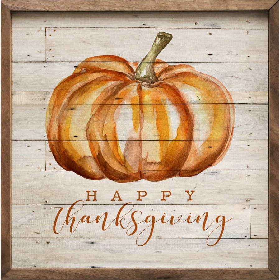 Happy Thanksgiving Pumpkin Whitewash: 12 x 12 x 1.5