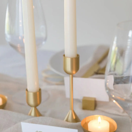 Golden Light Brass Candlestick Holder | Taper Candle Holder- SMALL